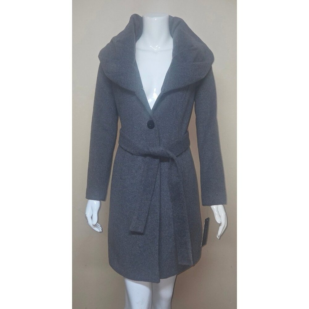 Tahari Cheryl Gray Charcoal Wool Blend Coat Size 2 NEW Retail $340